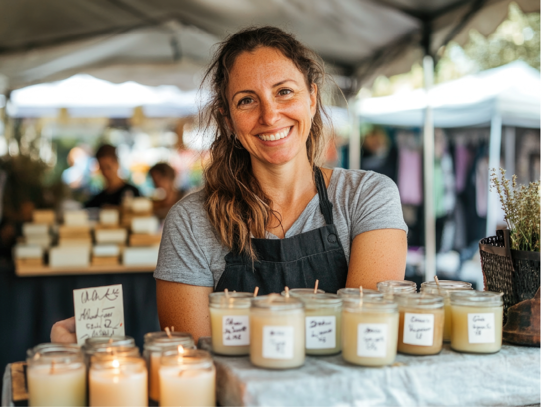 Local artisan trader at market