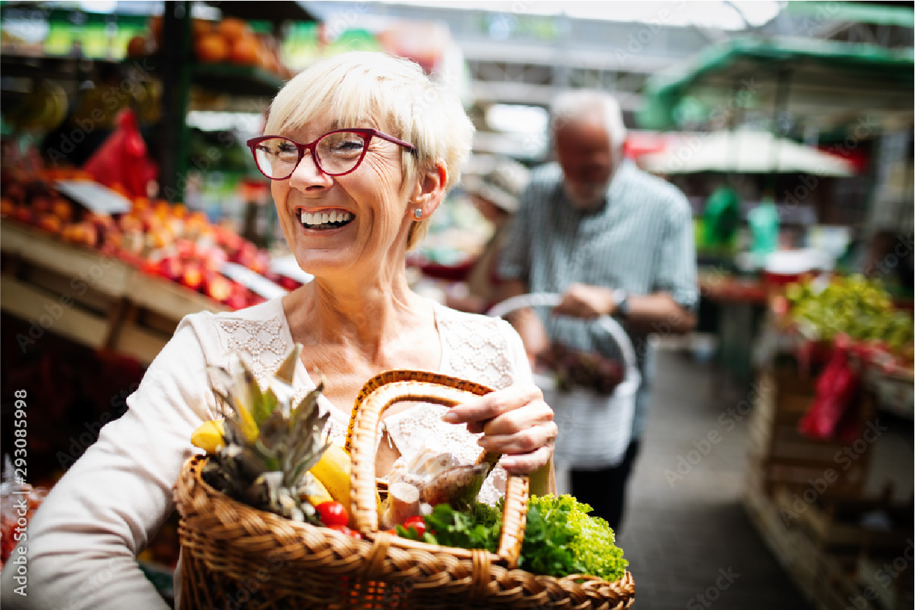 Customer shopping at fresh food market